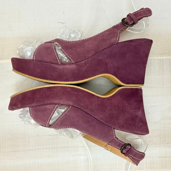 Sundance Mauve Suede Wedge Sandals Open Toe Ankle Strap Shoes Women Sz 40(9-9.5) - Picture 6 of 11